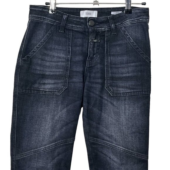 CLOSED Francesca Moto Cropped Jeans Women’s Size 24 Black Denim Altered Hem - Picture 3 of 14